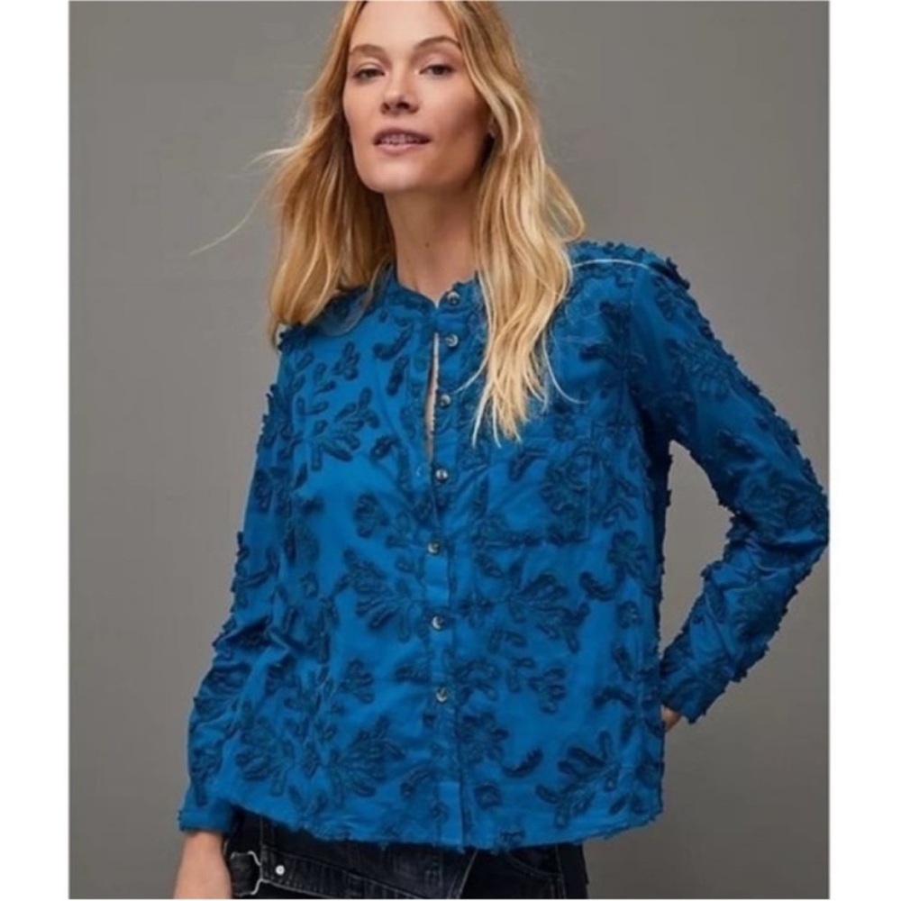 Anthro Pilcro Whitney 3D Textured Trapeze Button Down Shirt